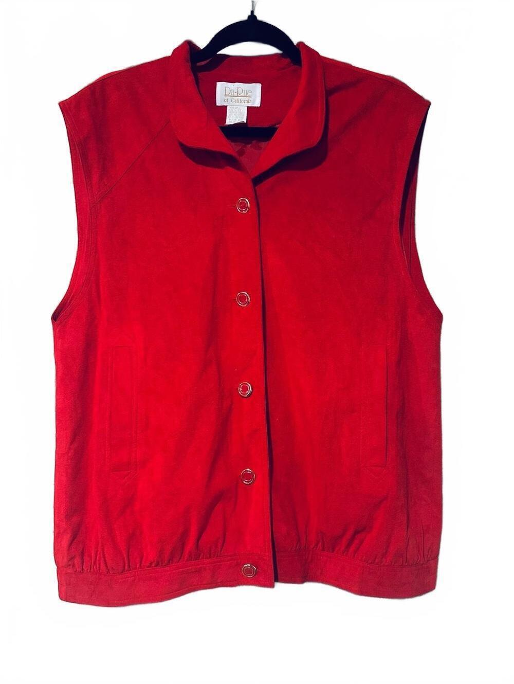 Vintage Red Sleeveless Button-Front Vest